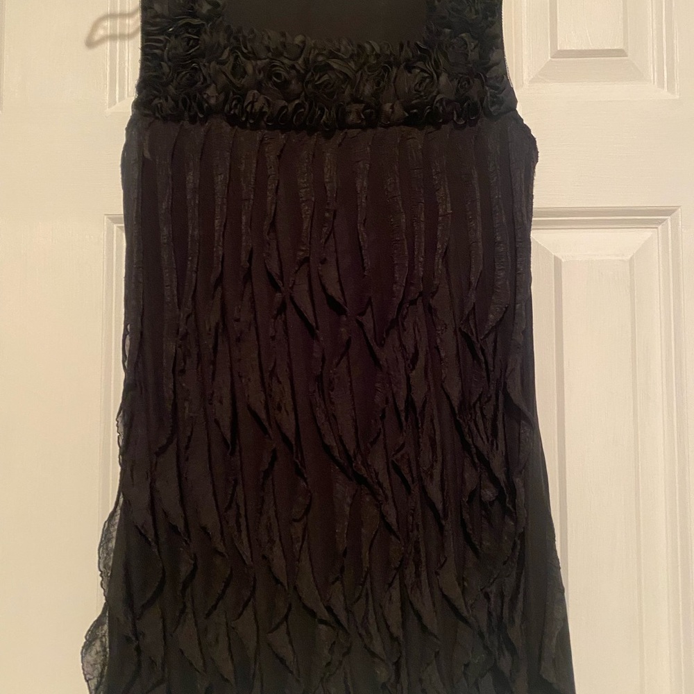 Cocomo Black Tank Top with Floral Detail